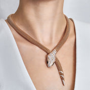 BVLGARI Pallini Serpenti Necklace Rose Gold Diamonds and Black Onyx 358434