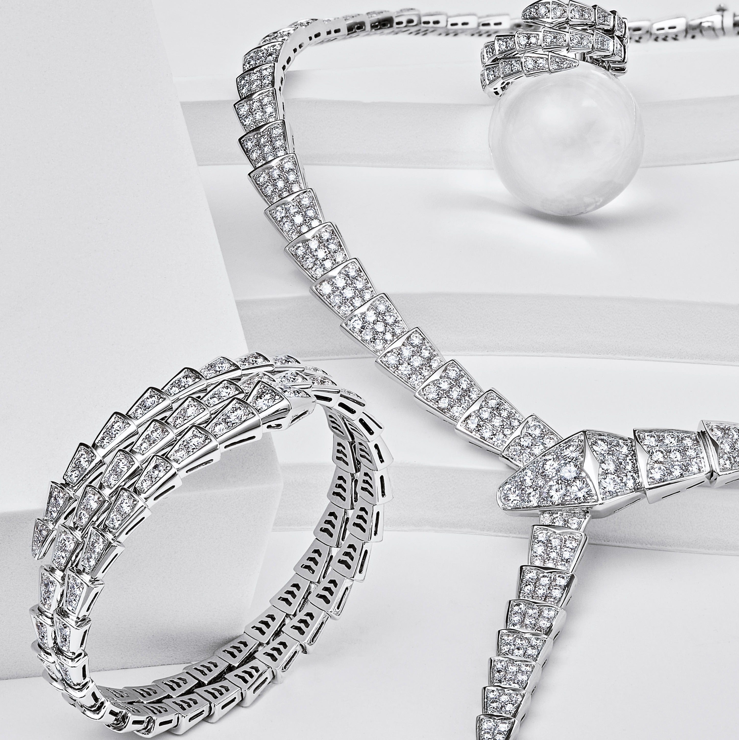 BVLGARI Serpenti Two-Coil Bracelet White Gold Diamond 357274
