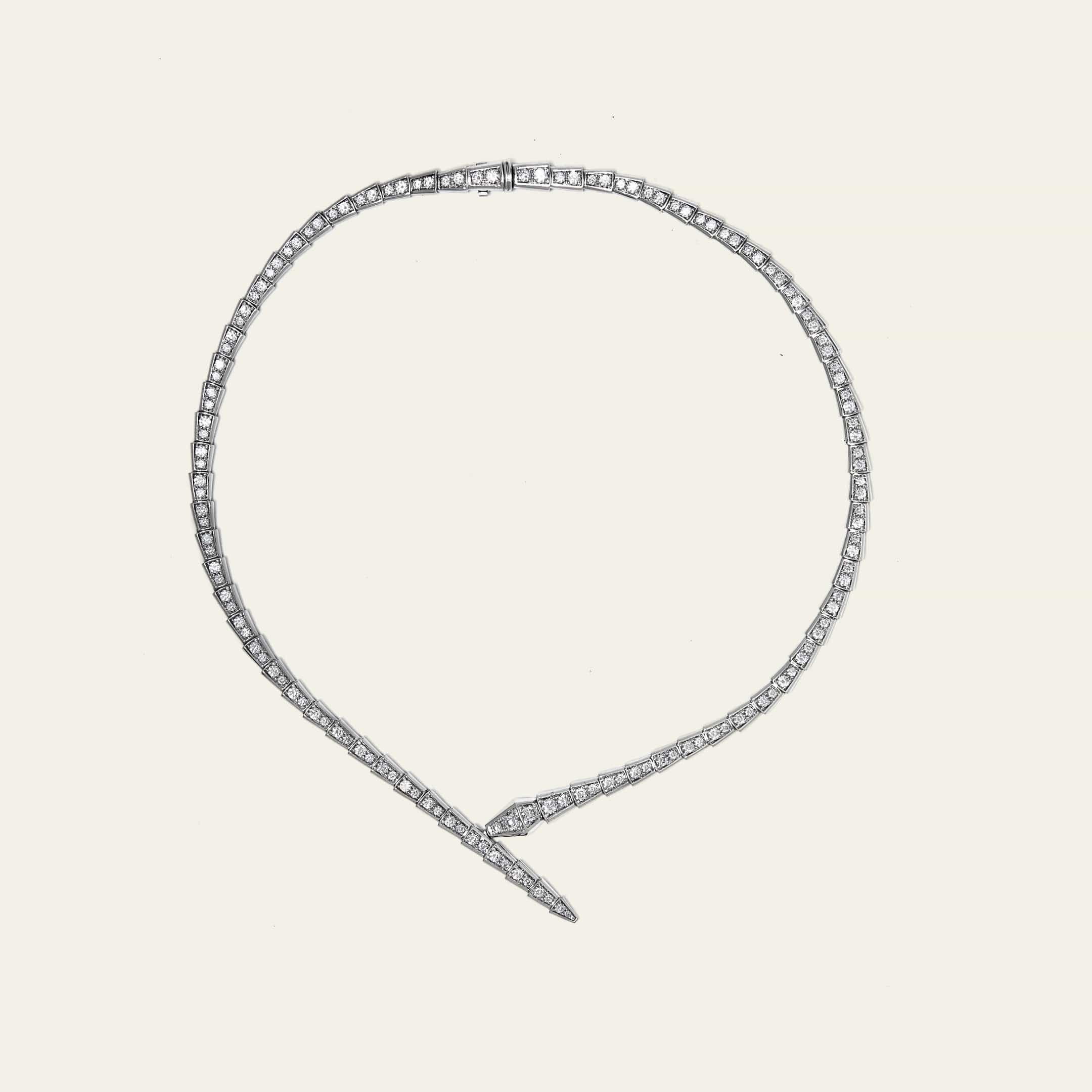 BVLGARI ネックレス シルバー BVLGARI Serpenti Viper Necklace White Gold Pavé Diamonds 360348