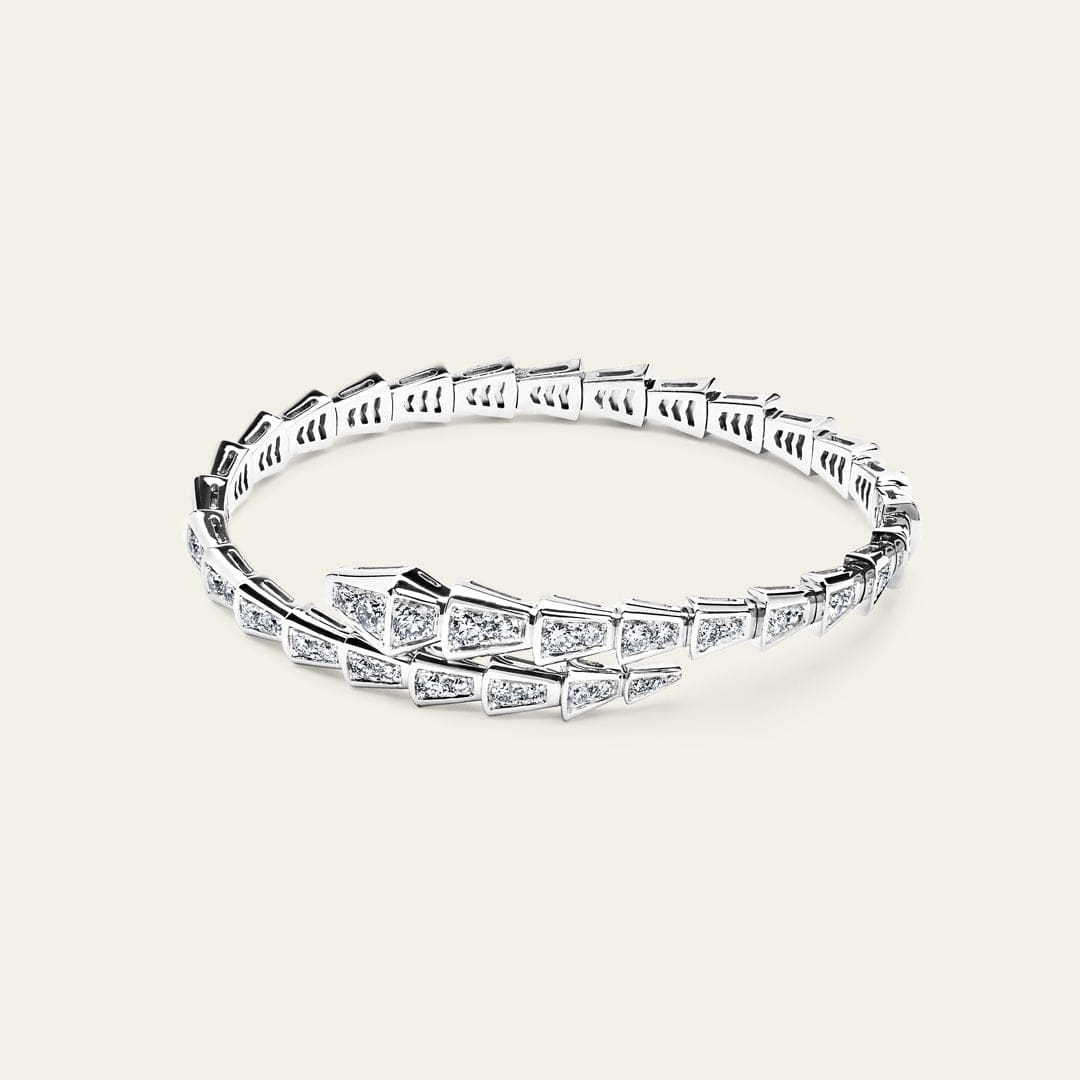 BVLGARI Serpenti Viper Slim Bracelet White Gold Full Pavé Diamonds 361140
