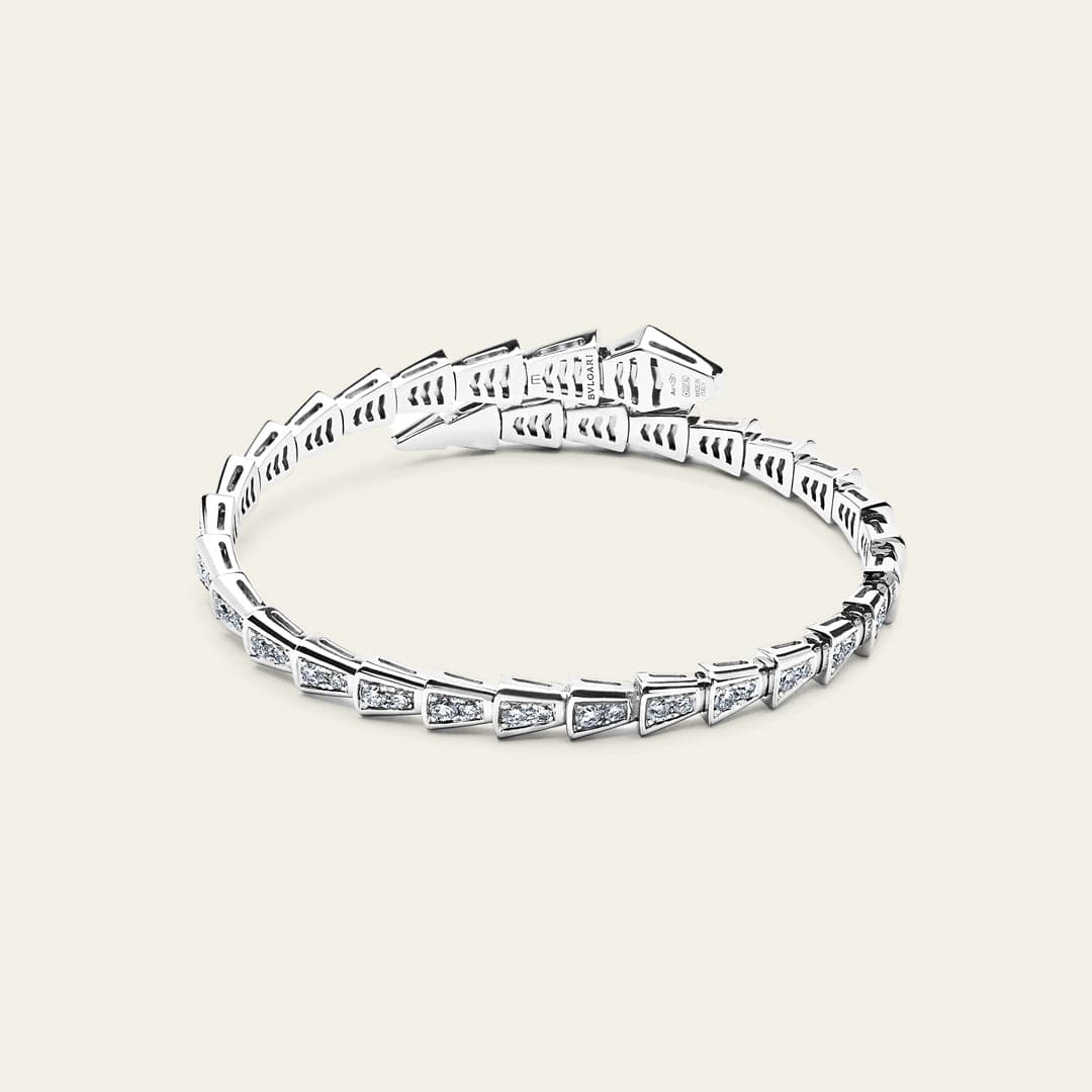 BVLGARI Serpenti Viper Slim Bracelet White Gold Full Pavé Diamonds 361140