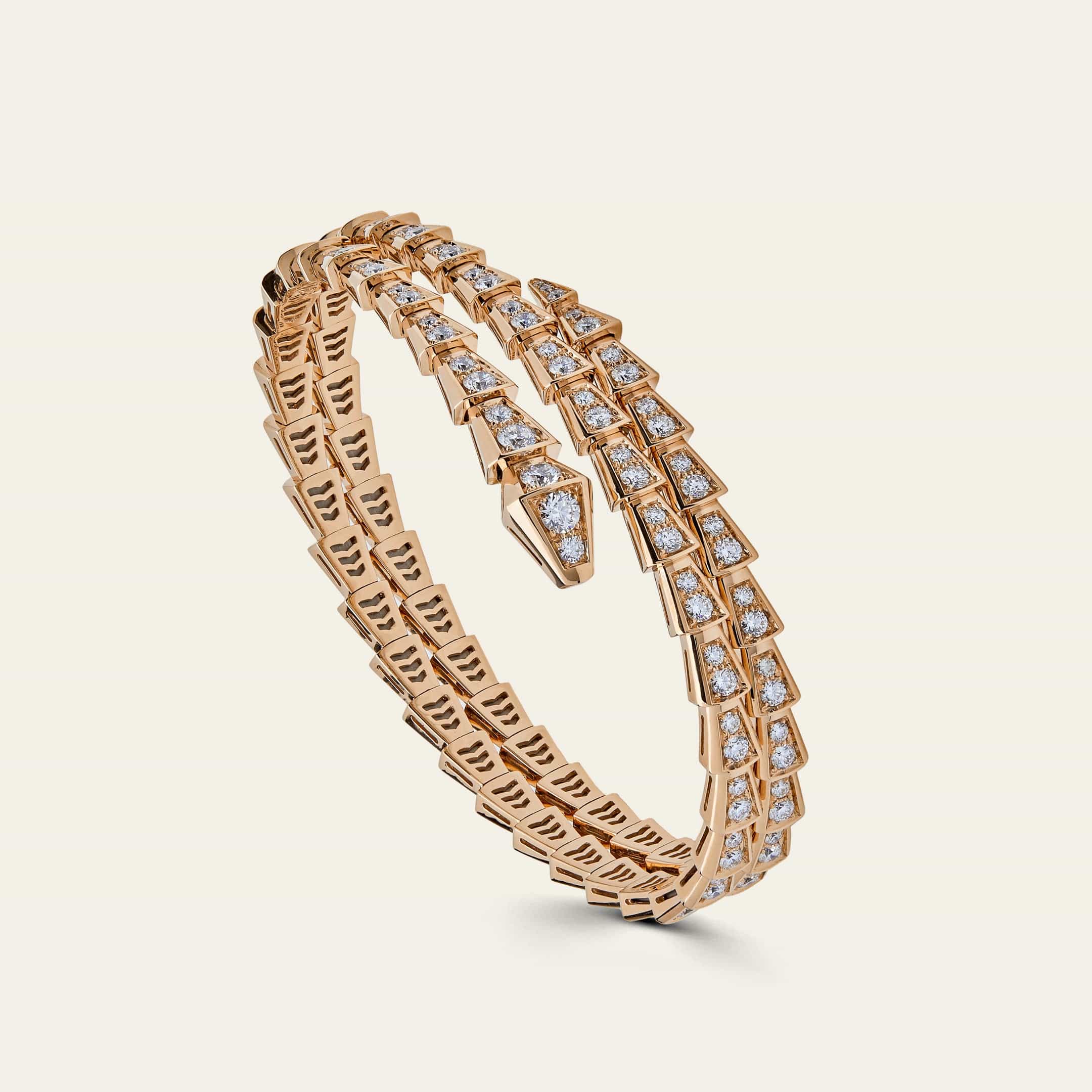 BVLGARI Serpenti Viper Two-Coil Rose Gold Full Pavé Diamonds