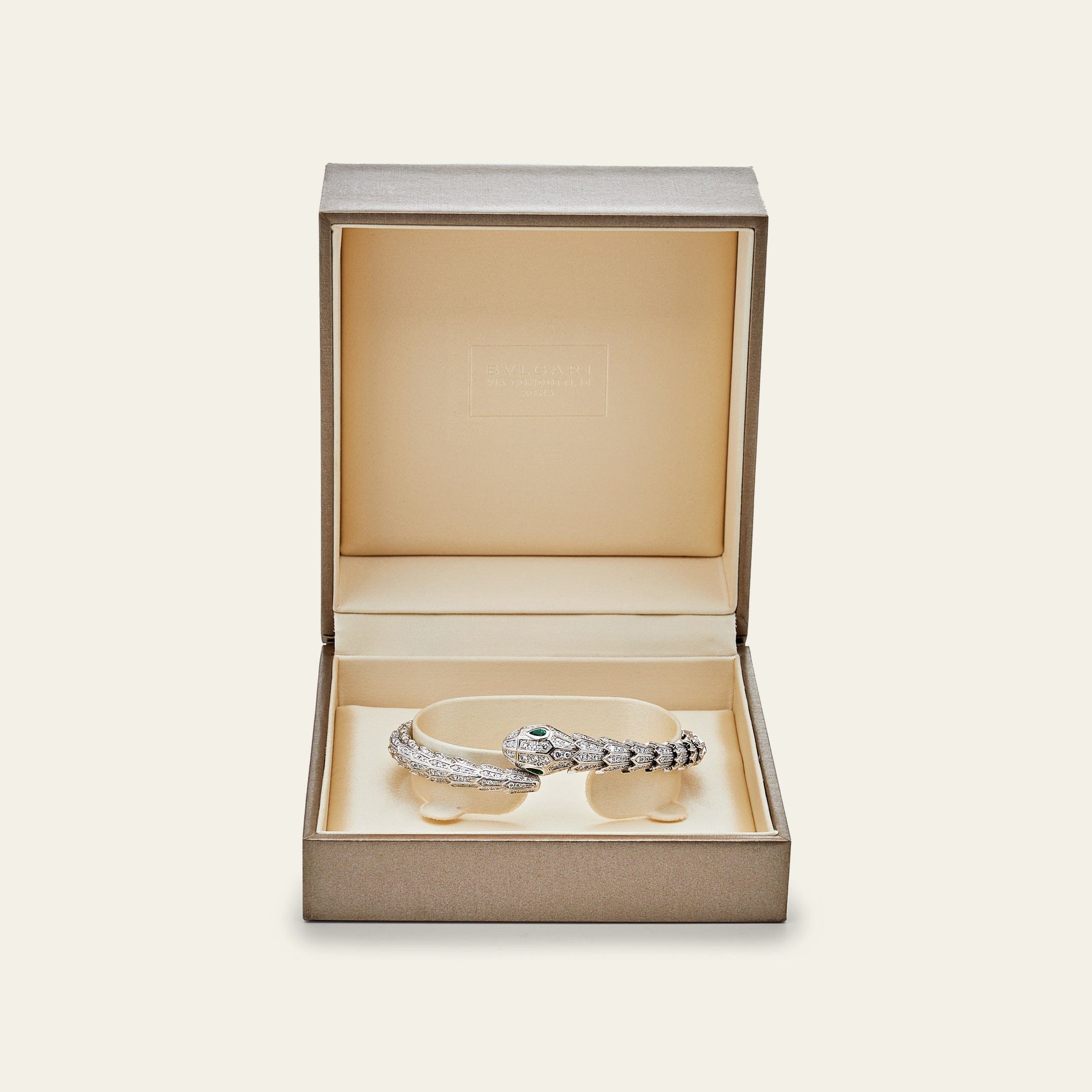 Bvlgari Serpenti White Gold Diamond and Emerald Bracelet 356903
