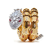 Bracelets Bvlgari Serpenti Yellow and White Gold Bangle Bracelet 260562 Wrist Aficionado