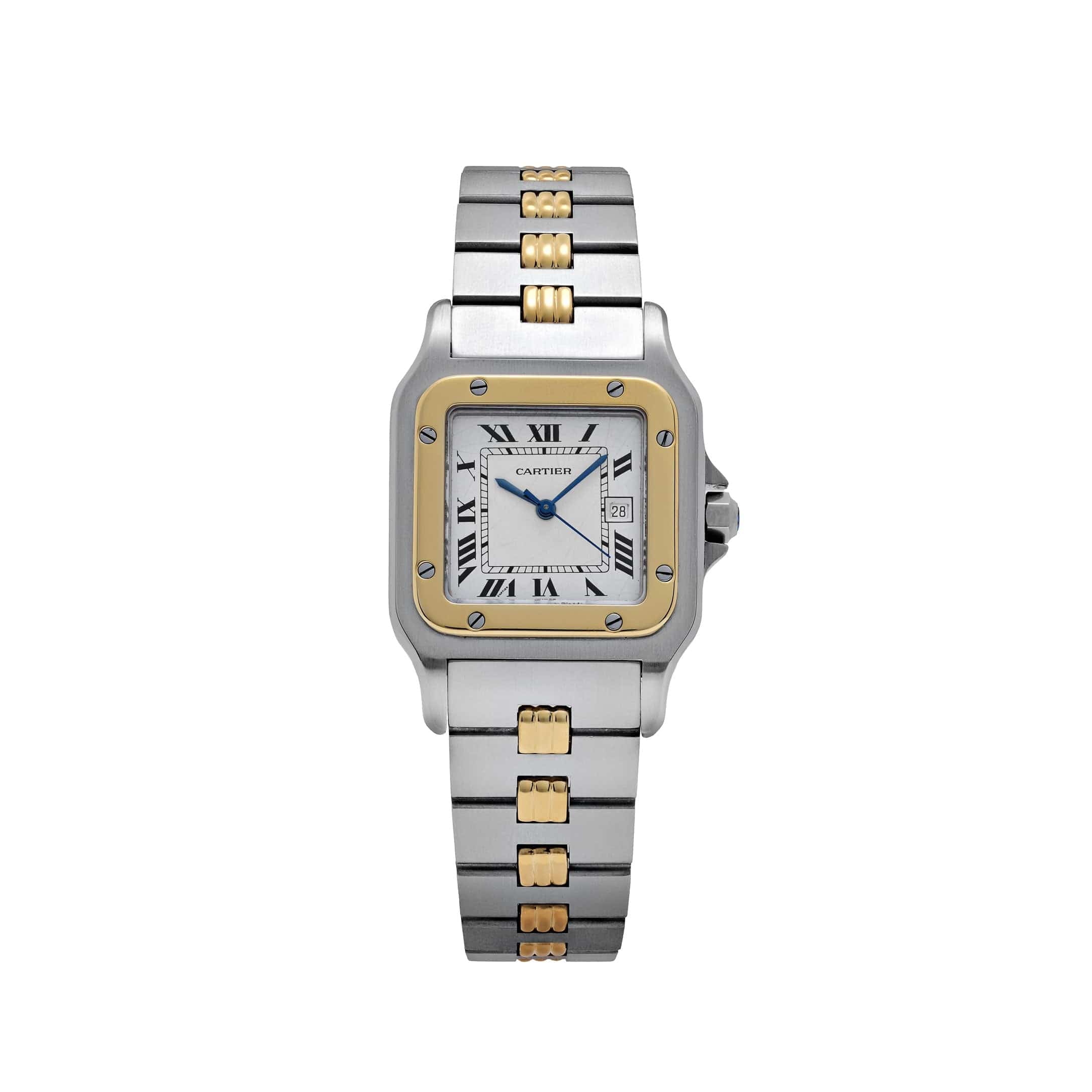 Cartierゴールド シルバー Cartier Santos Carrée 2961 Yellow Gold Stainless Steel White Dial