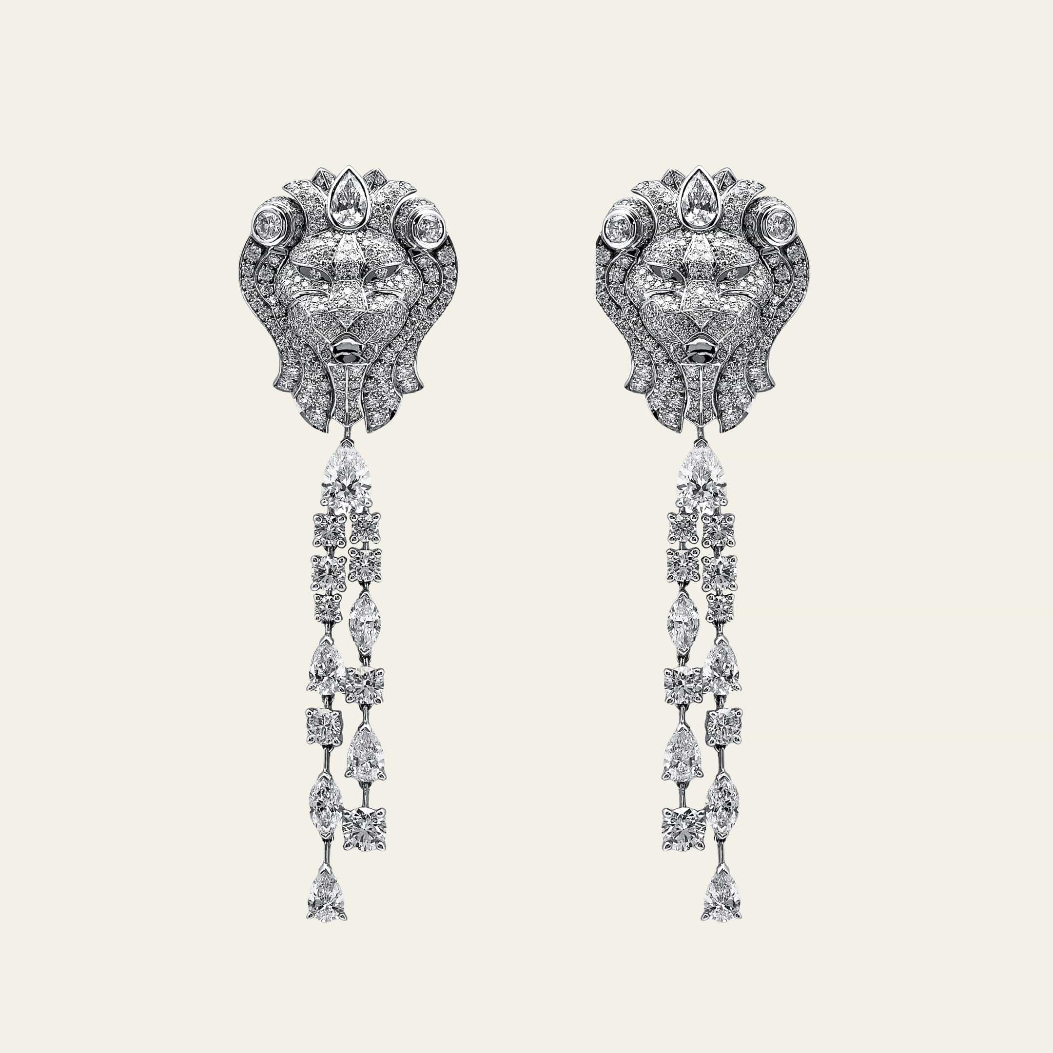Chanel Lion Royal Earrings White Gold and Diamonds J60875
