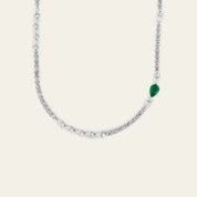 Diamond Tennis Necklace with Blue Sapphire Accent