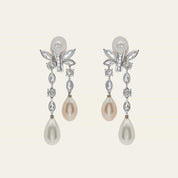 Graff Platinum and White Gold Diamond and Pearl Drop Earrings
