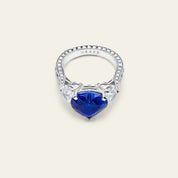 Graff Platinum Heart Shape Blue Sapphire and Diamond Promise Ring
