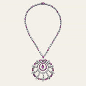 Graff White Gold Diamond and Pink Sapphire Large Snowflake Necklace