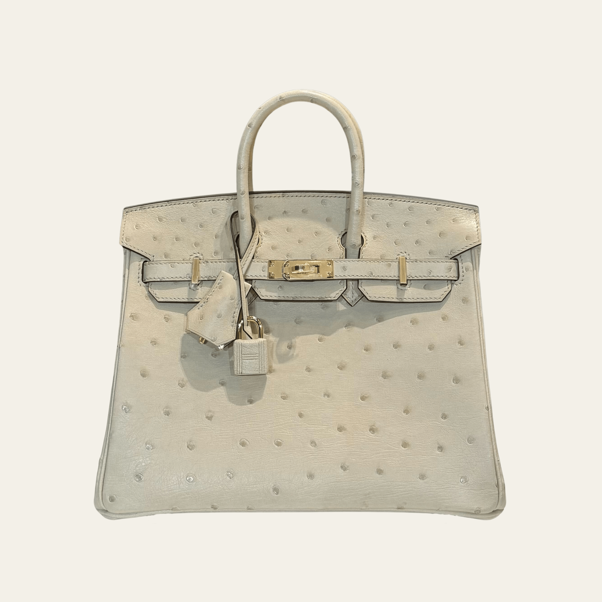 Hermès Birkin 25 Parchemin – Cream Ostrich Birkin Bag Gold