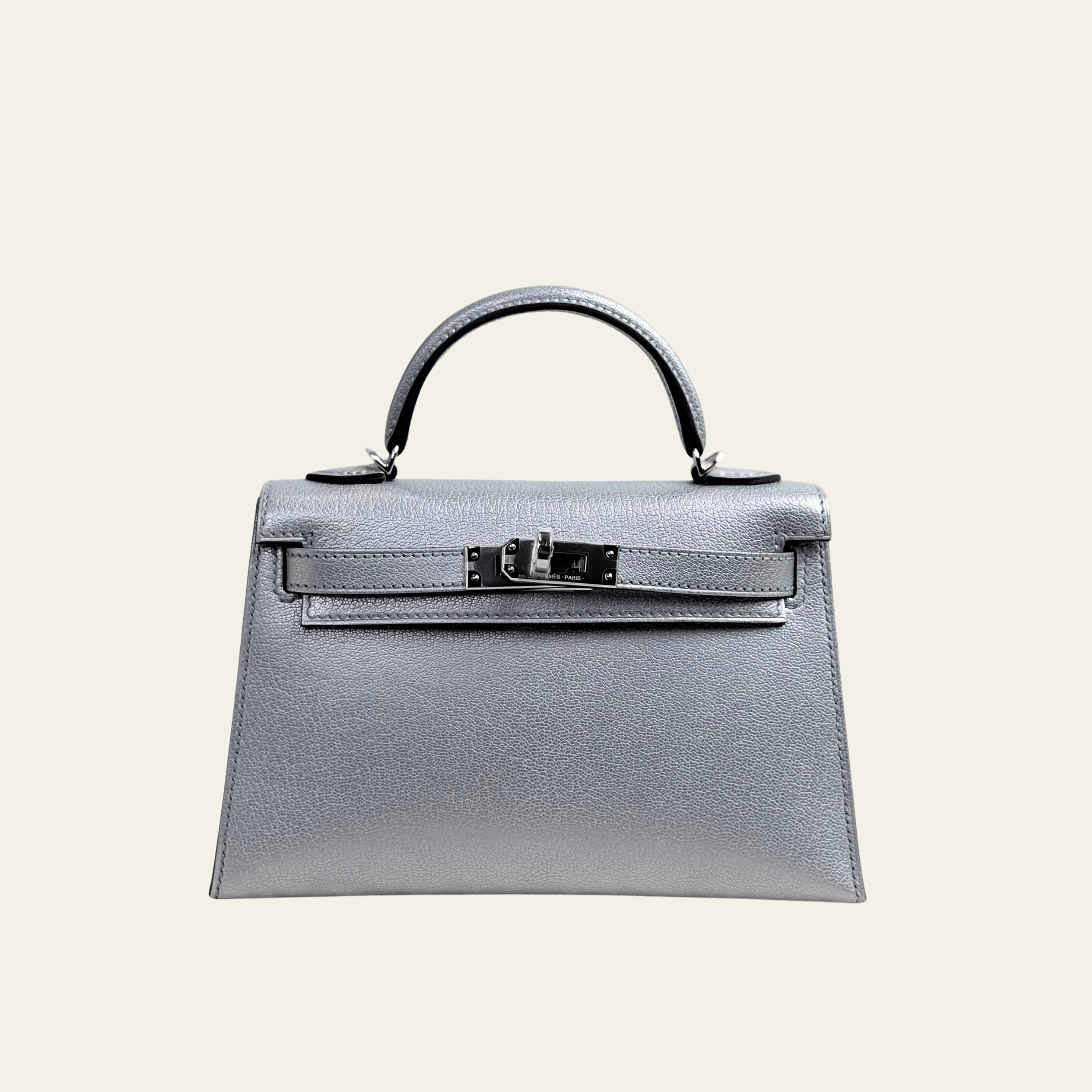 マリメロHERMES エルメス　ガルヴィ　未使用　希少 Hermès Argent Mini Kelly – Silver Grey Kelly Sellier Chevre
