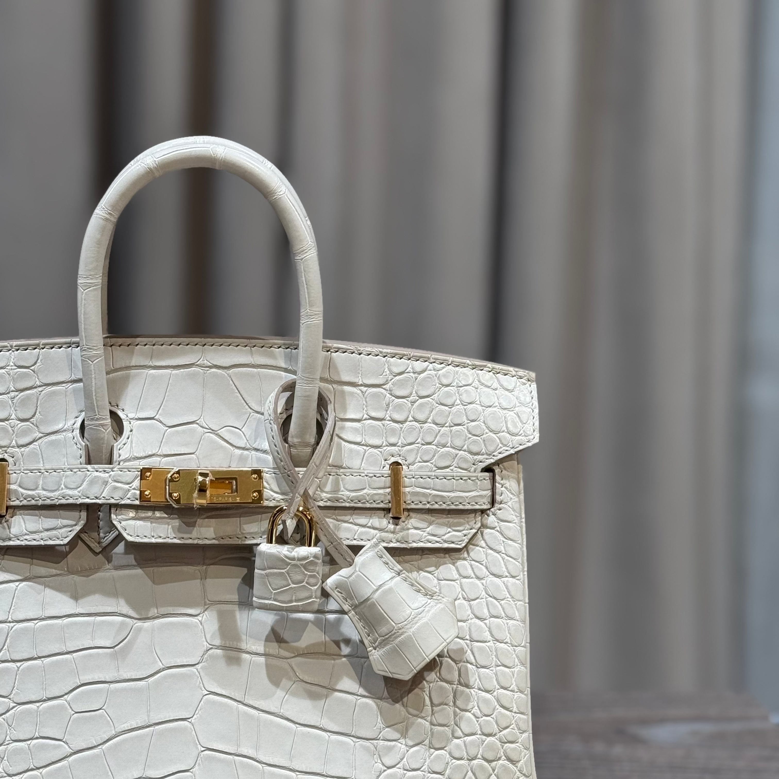 Hermès Beton Birkin 25 Matte Alligator Gold Hardware