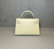 Hermès Beton / Craie Mini Kelly Sellier 20 Ostrich Gold Hardware