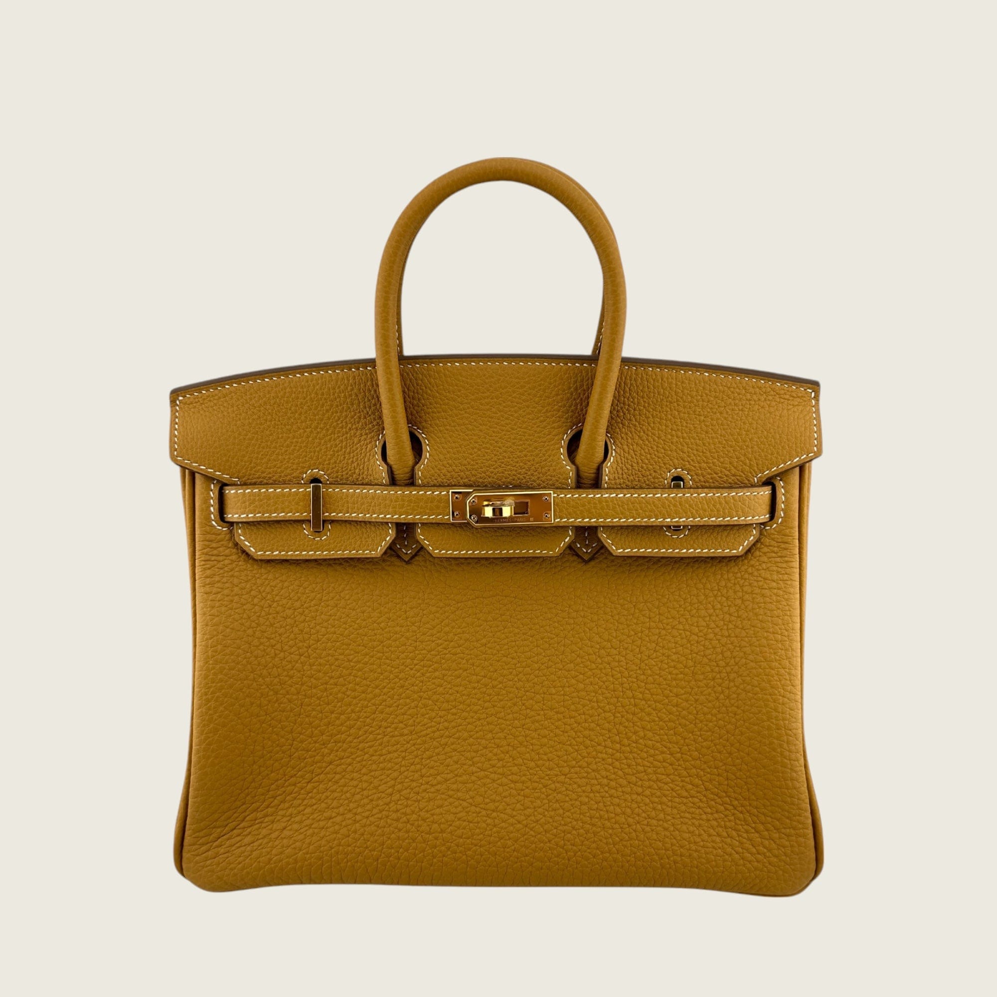 Hermès Birkin 25 Togo Calfskin Naturel Sable Gold Hardware – 100