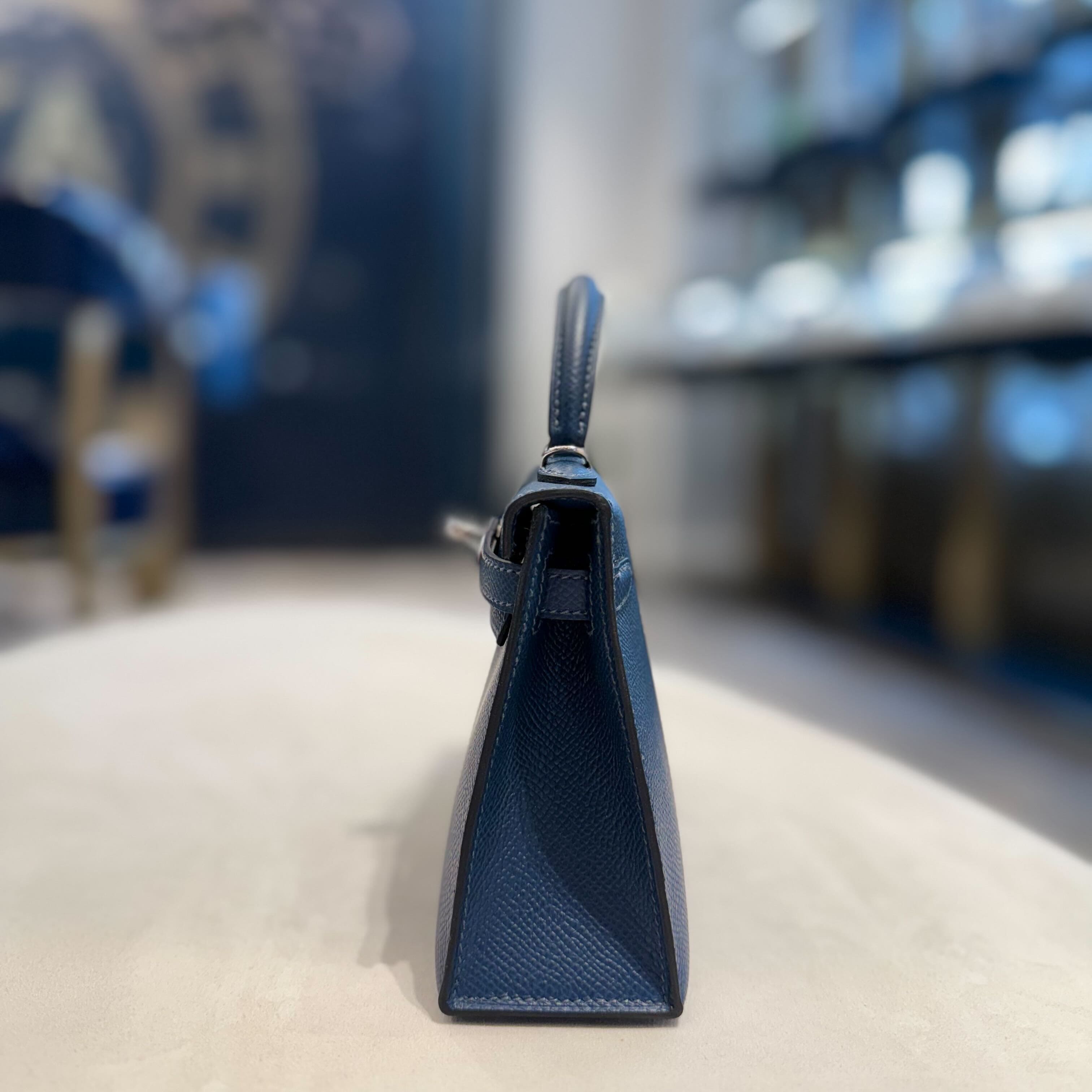 Hermès Bleu de Prusse Mini Kelly Sellier 20 Epsom Palladium Hardware