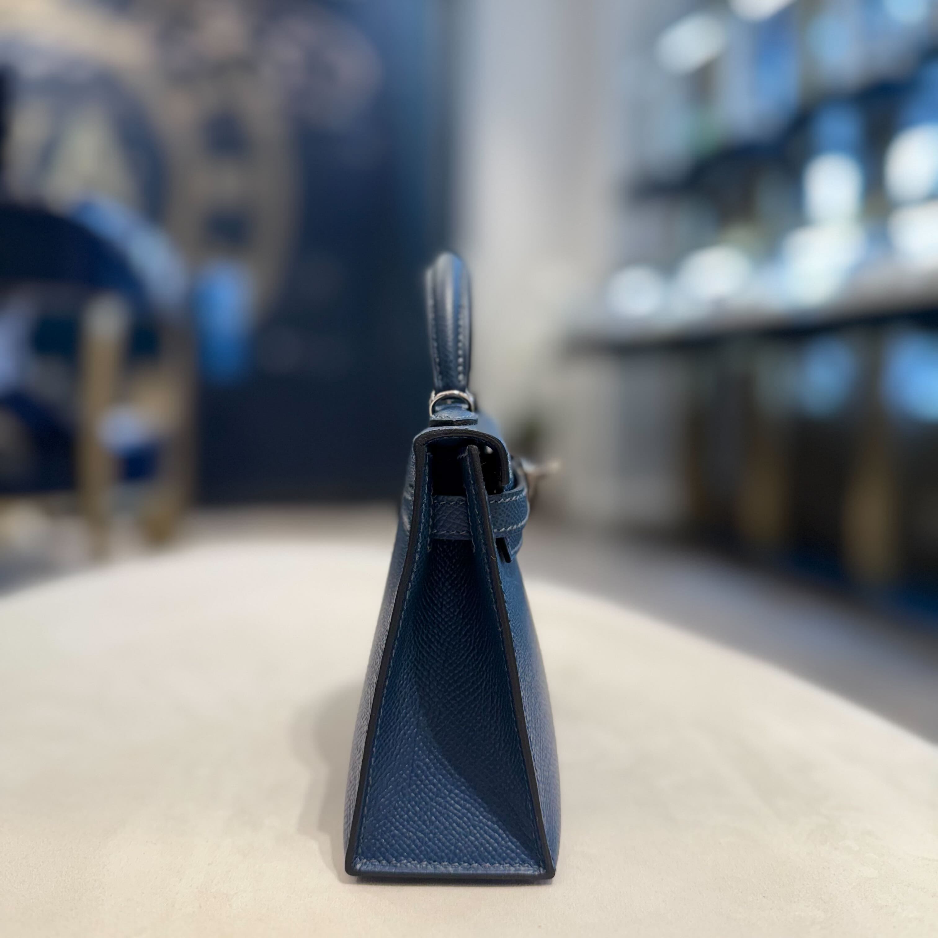 Hermès Bleu de Prusse Mini Kelly Sellier 20 Epsom Palladium Hardware