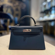 Hermès Bleu de Prusse Mini Kelly Sellier 20 Epsom Palladium Hardware