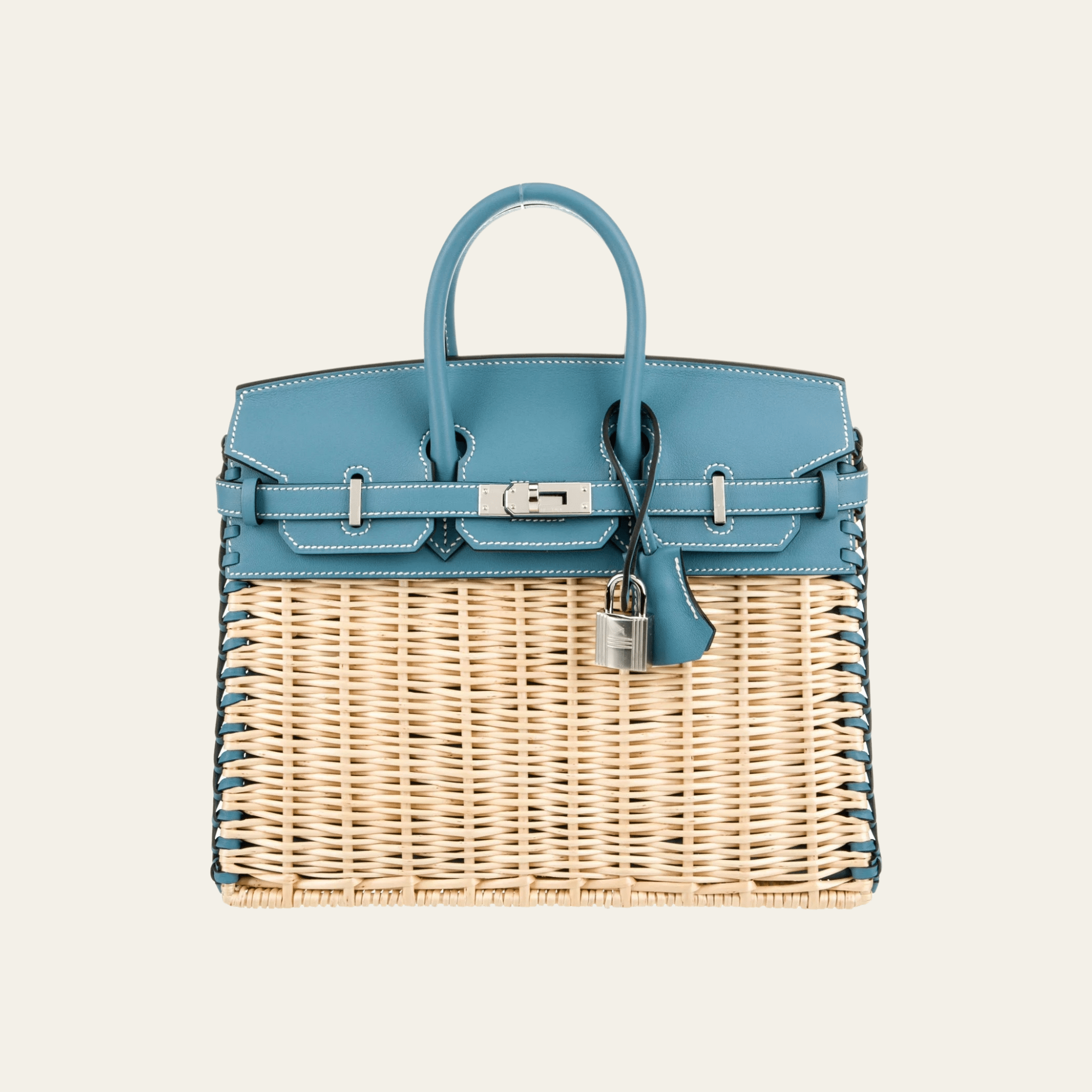 Hermès Bleu Jean Osier Wicker Birkin 25 - Blue Picnic Birkin Bag