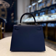 Hermès Bleu Navy Kelly Sellier 25 Epsom Palladium Hardware
