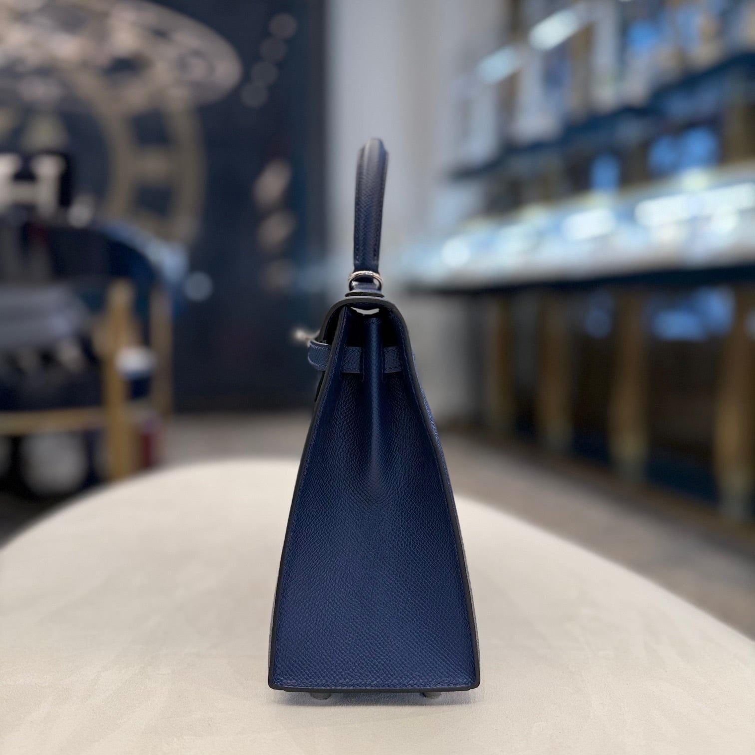 Hermès Bleu Navy Kelly Sellier 25 Epsom Palladium Hardware