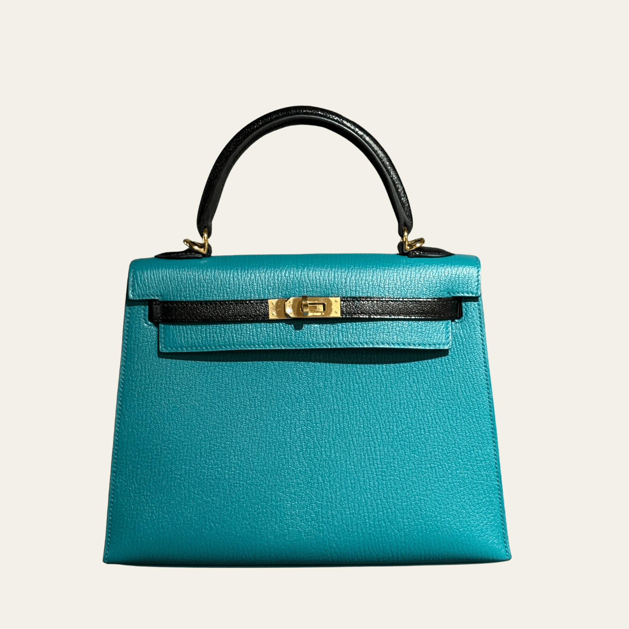 Hermès Kelly 25 Blue Paon & Noir – Blue and Black Kelly Sellier
