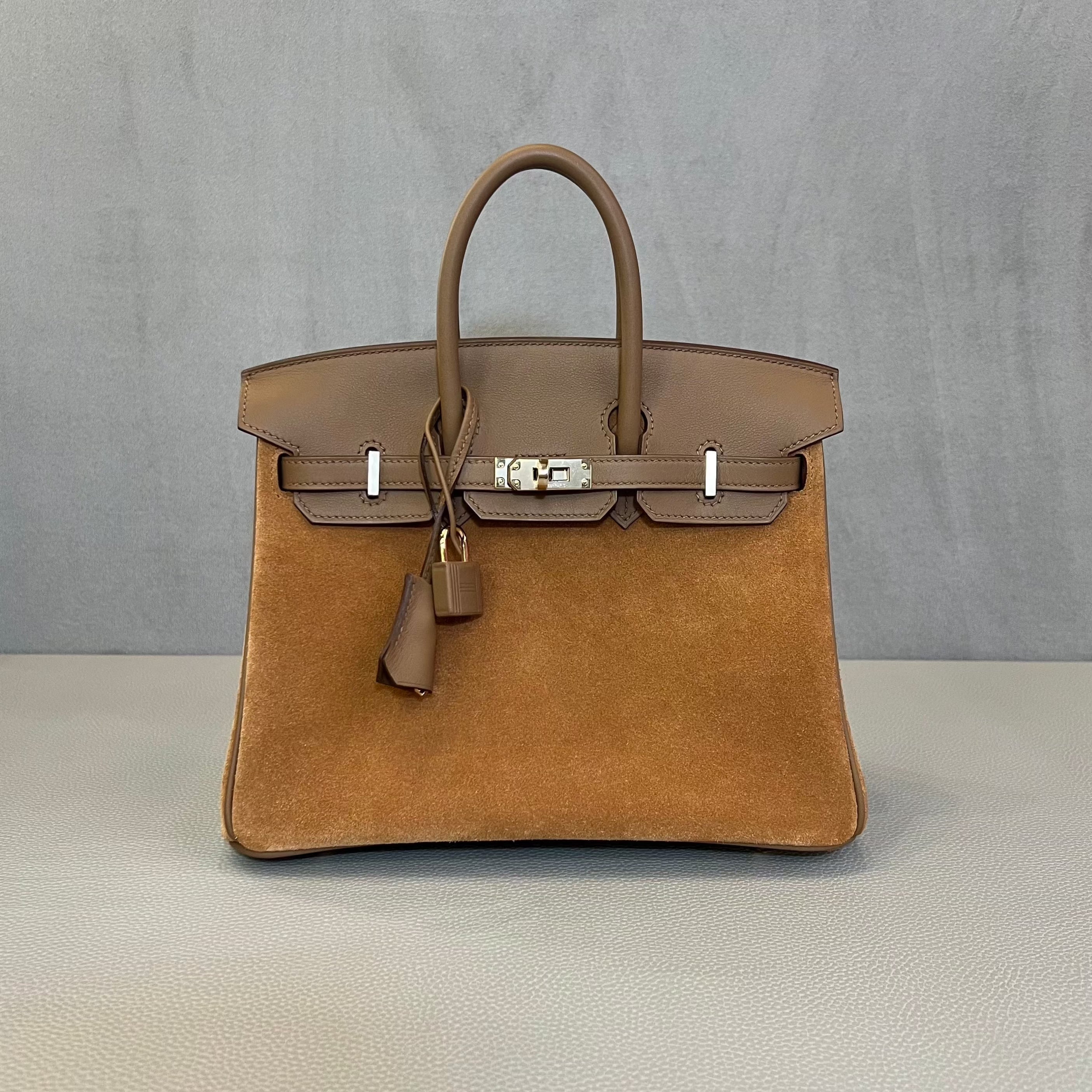 Hermès Chamois and Alezan Birkin 25 Grizzly and Swift Electrum Hardware