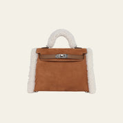 Hermès Chamois Mini Kelly Teddy 20 Grizzly Palladium Hardware Limited Edition