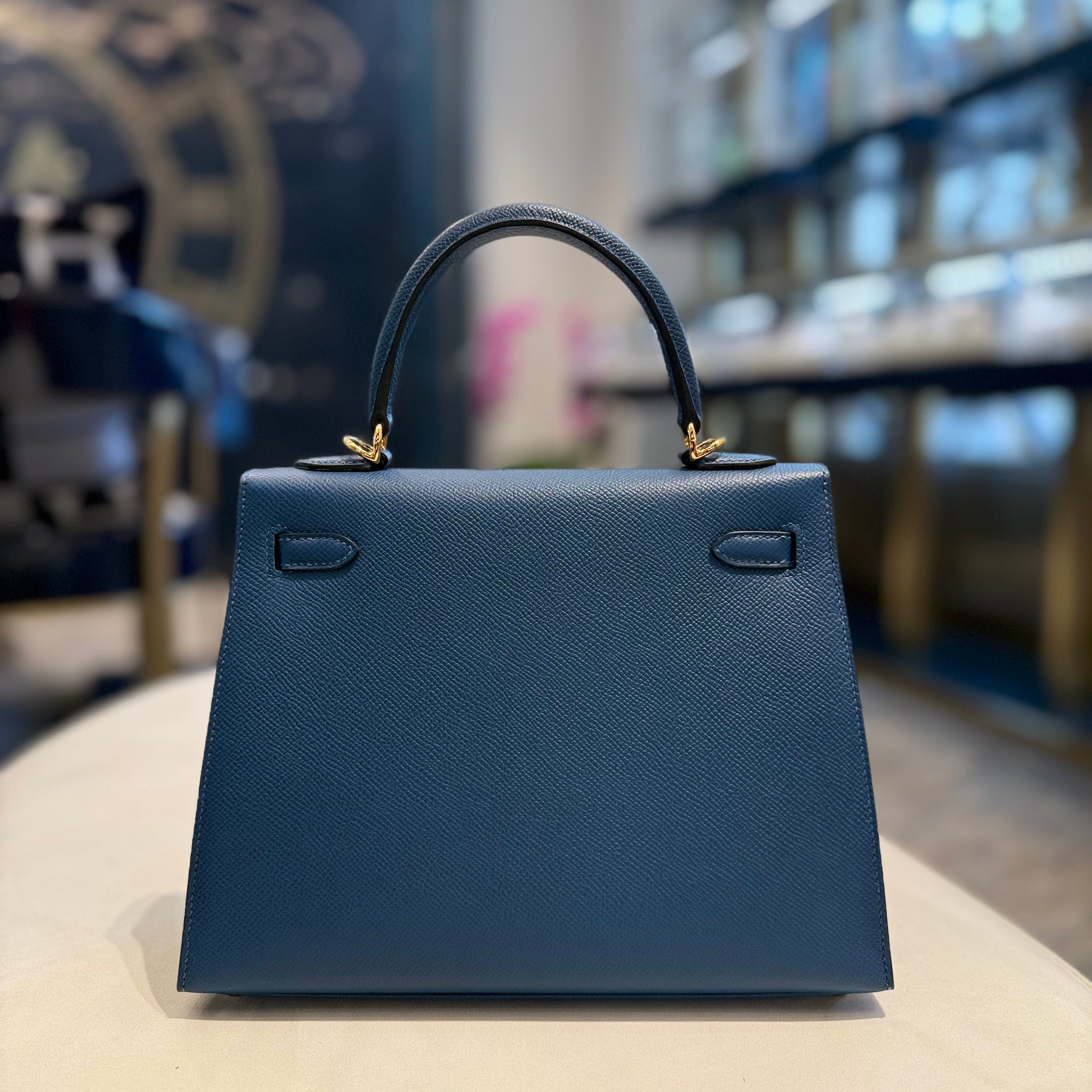 Hermès Deep Blue Kelly Sellier 25 Epsom Gold Hardware