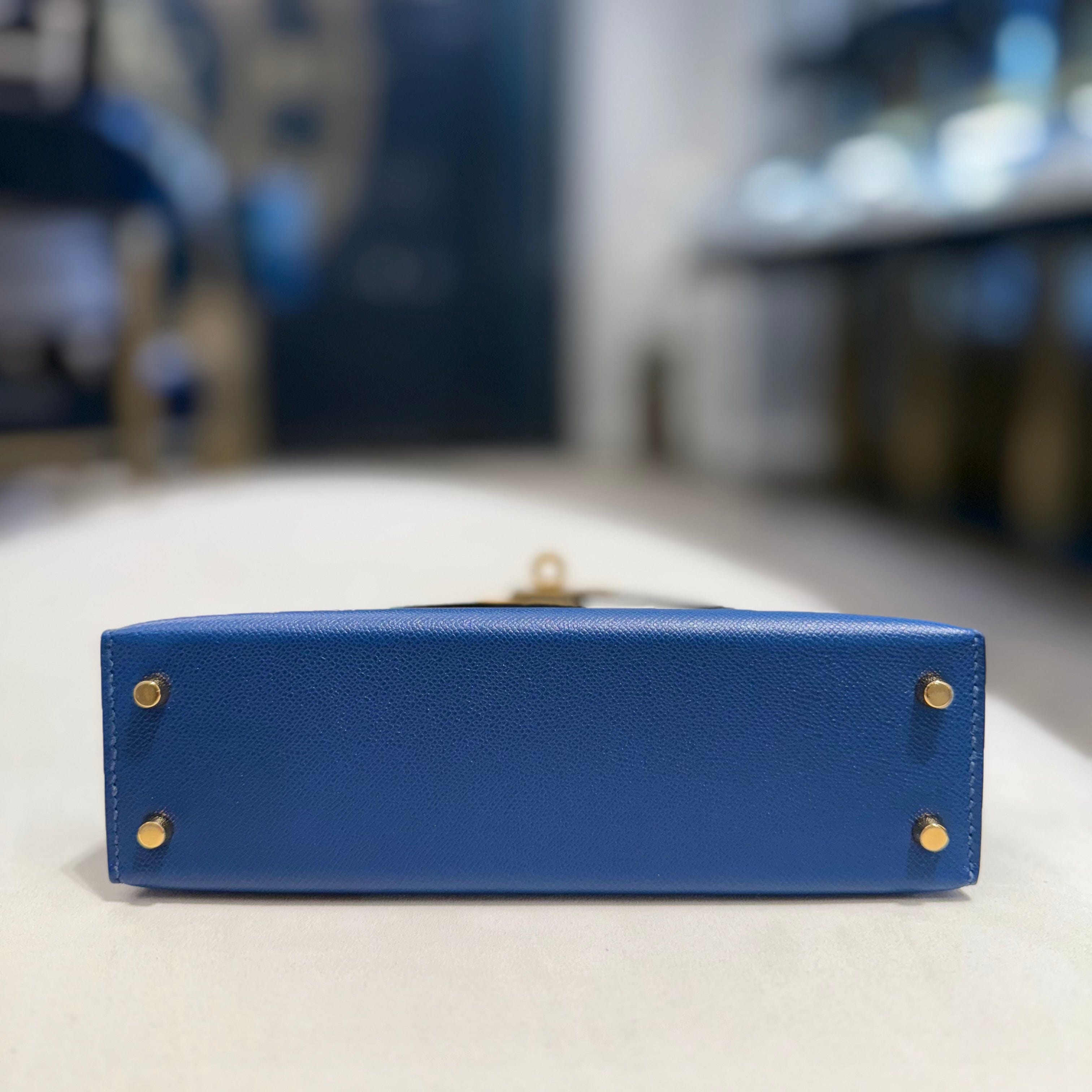 Hermès Deep Blue Mini Kelly Sellier 20 Madame Gold Hardware