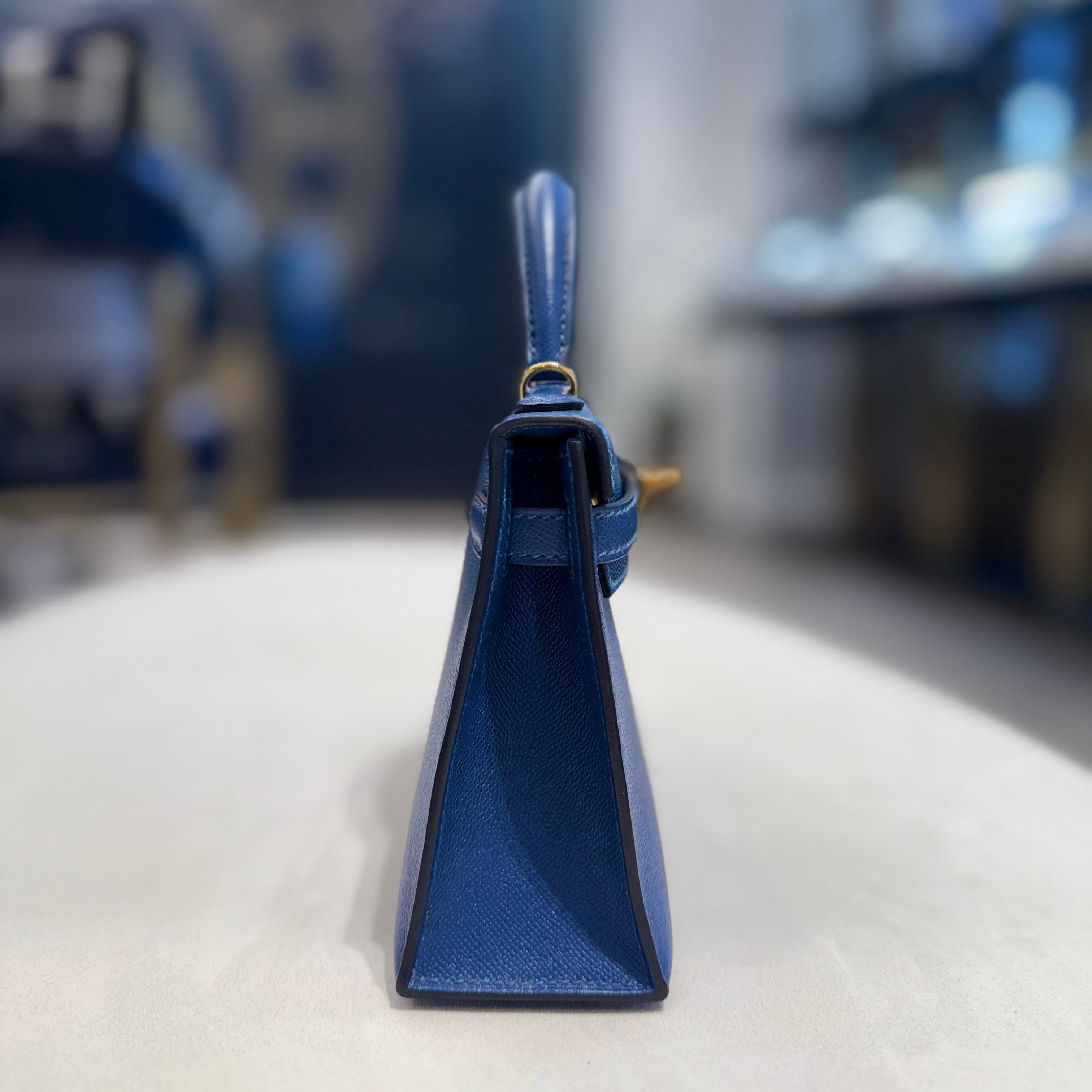 Hermès Deep Blue Mini Kelly Sellier 20 Madame Gold Hardware