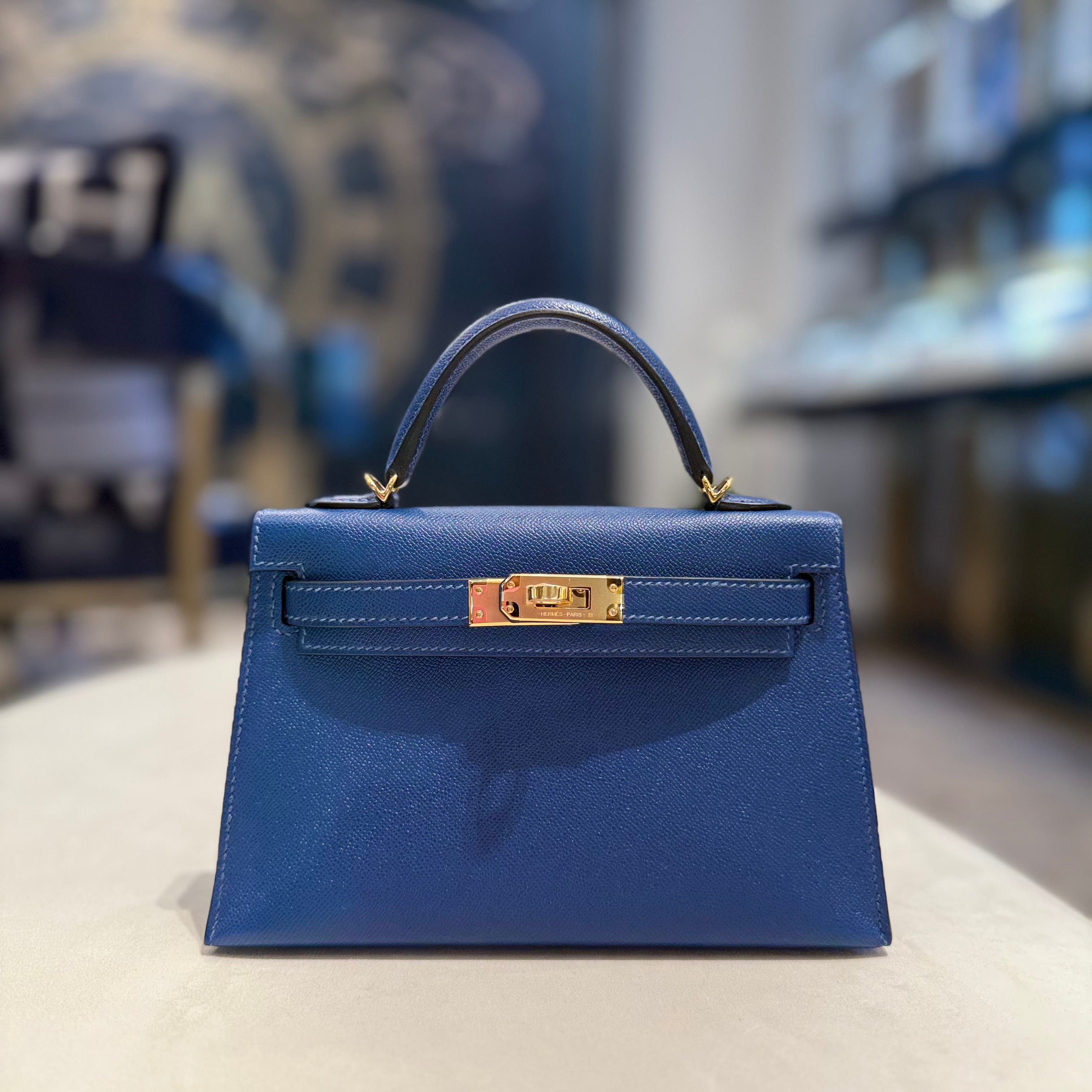 Hermès Deep Blue Mini Kelly Sellier 20 Madame Gold Hardware