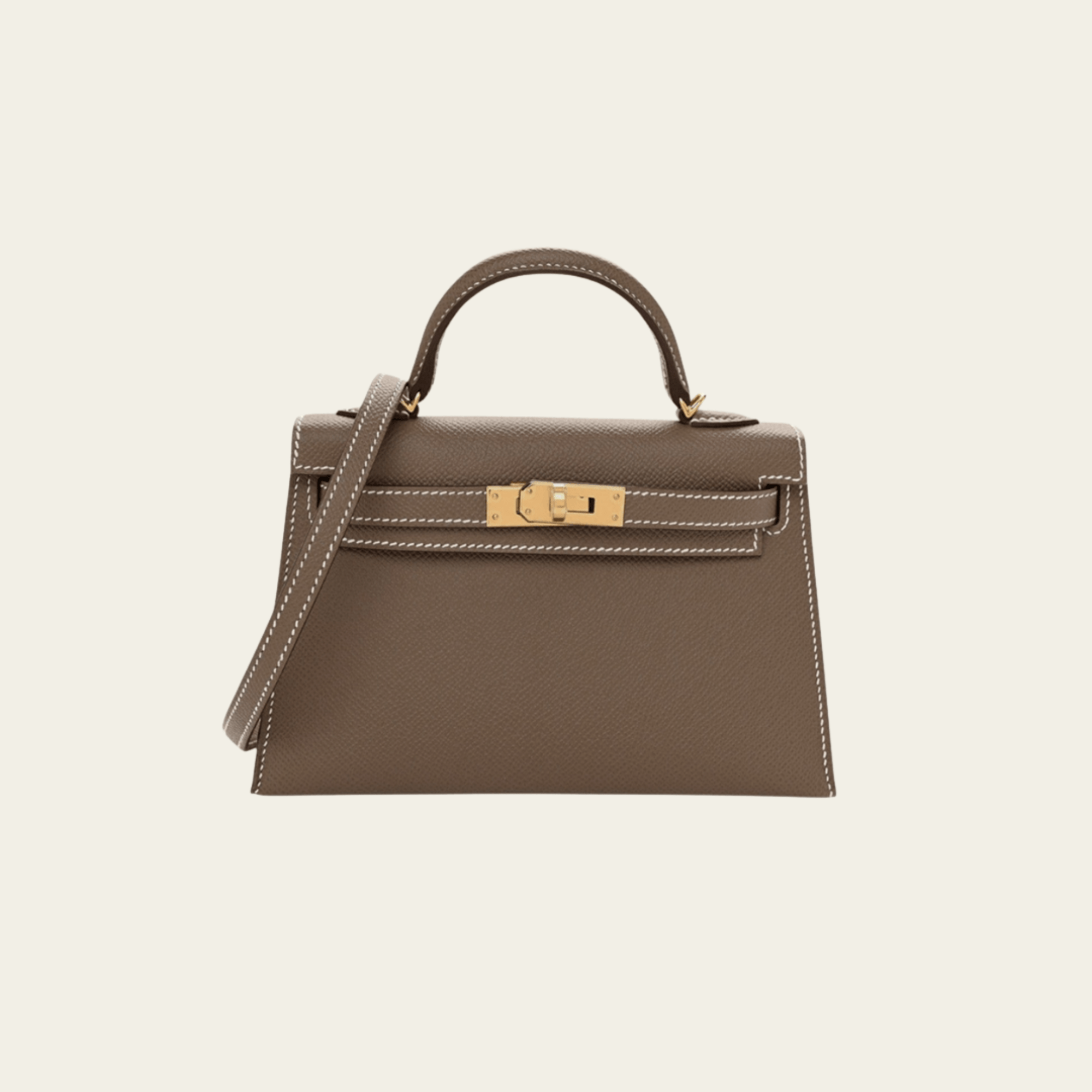 Hermès Etoupe Mini Kelly Sellier 20 Epsom Gold Hardware