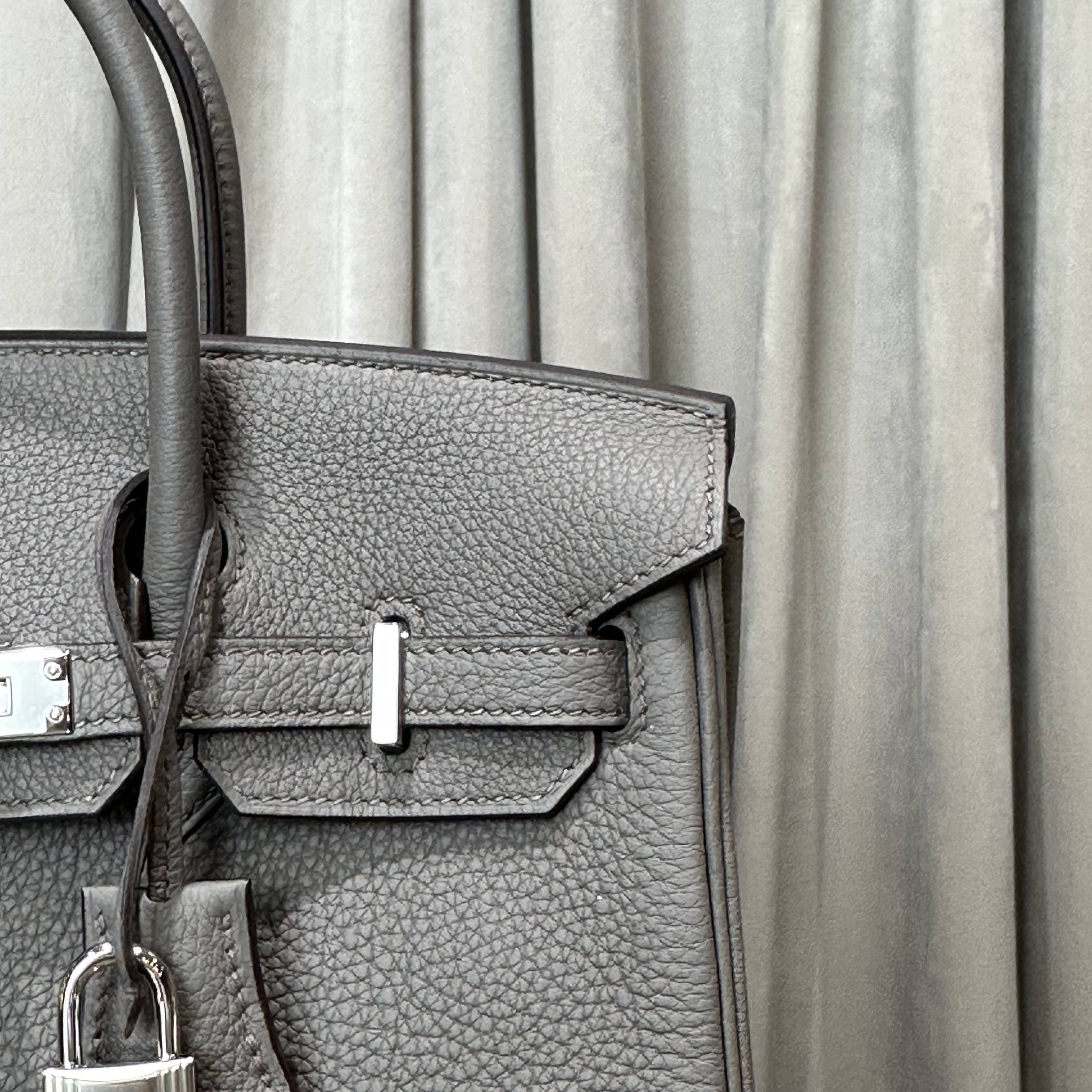Hermès Gris Etain Birkin 25 Togo Palladium Hardware