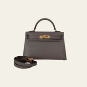Hermès Gris Etain Mini Kelly Sellier 20 Epsom Gold Hardware