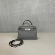 Hermès Gris Meyer and Noir Mini Kelly Sellier 20 Verso Epsom Palladium Hardware