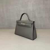 Hermès Gris Meyer and Noir Mini Kelly Sellier 20 Verso Epsom Palladium Hardware