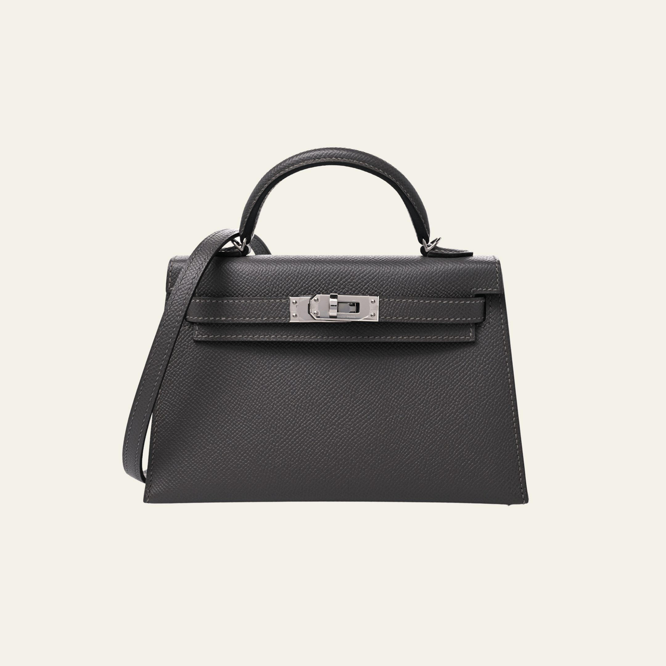 Hermès Gris Meyer and Noir Mini Kelly Sellier 20 Verso Epsom