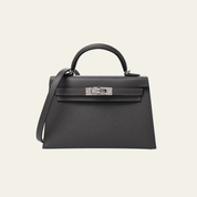 Hermès Gris Meyer and Noir Mini Kelly Sellier 20 Verso Epsom Palladium Hardware