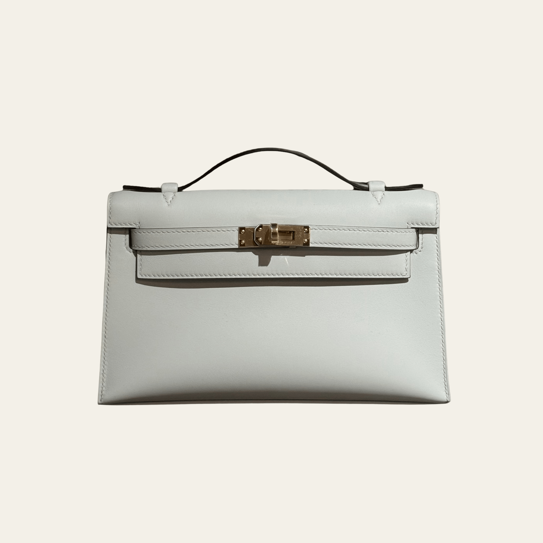 Hermès Gris Platine Kelly Pochette – Grey Kelly Clutch Swift Gold 