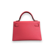 Hermès Rose Pop Mini Kelly Sellier 20 Chèvre Mysore Palladium Hardware