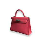 Hermès Rose Pop Mini Kelly Sellier 20 Chèvre Mysore Palladium Hardware