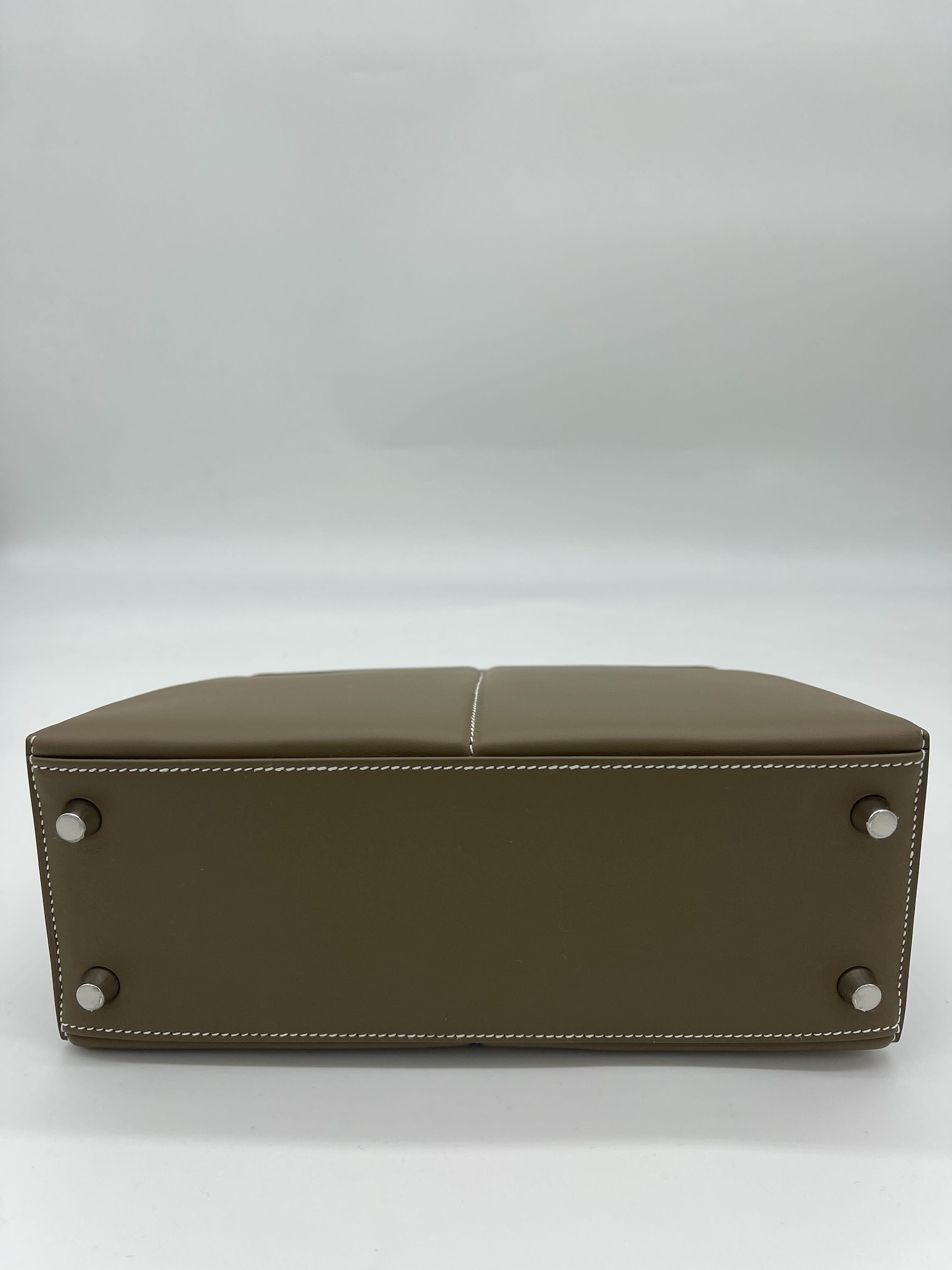 Hermes Kelly 25 Etoupe Swift Padded Palladium Hardware Wrist Aficionado