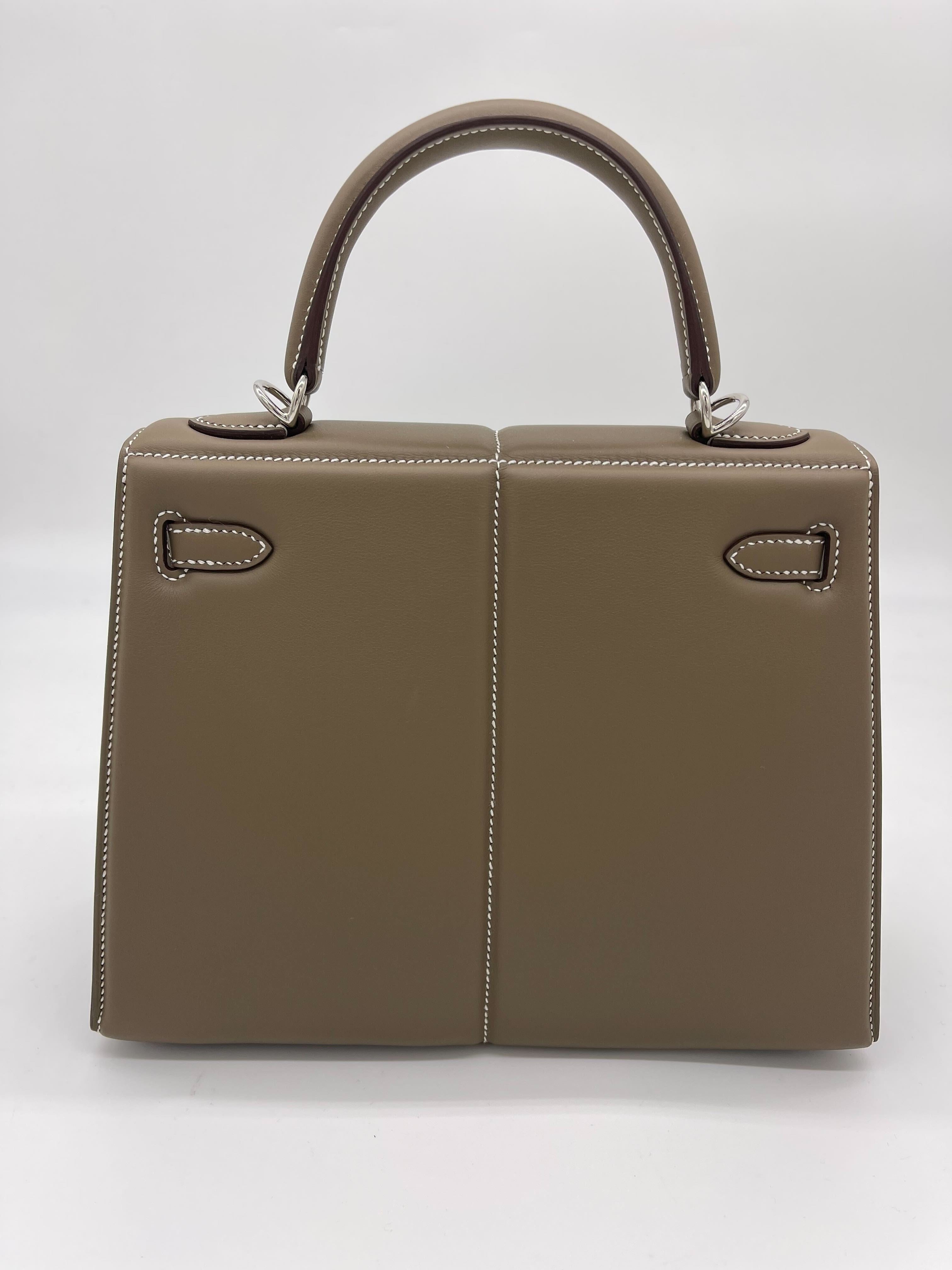 Hermes Kelly 25 Etoupe Swift Padded Palladium Hardware Wrist Aficionado