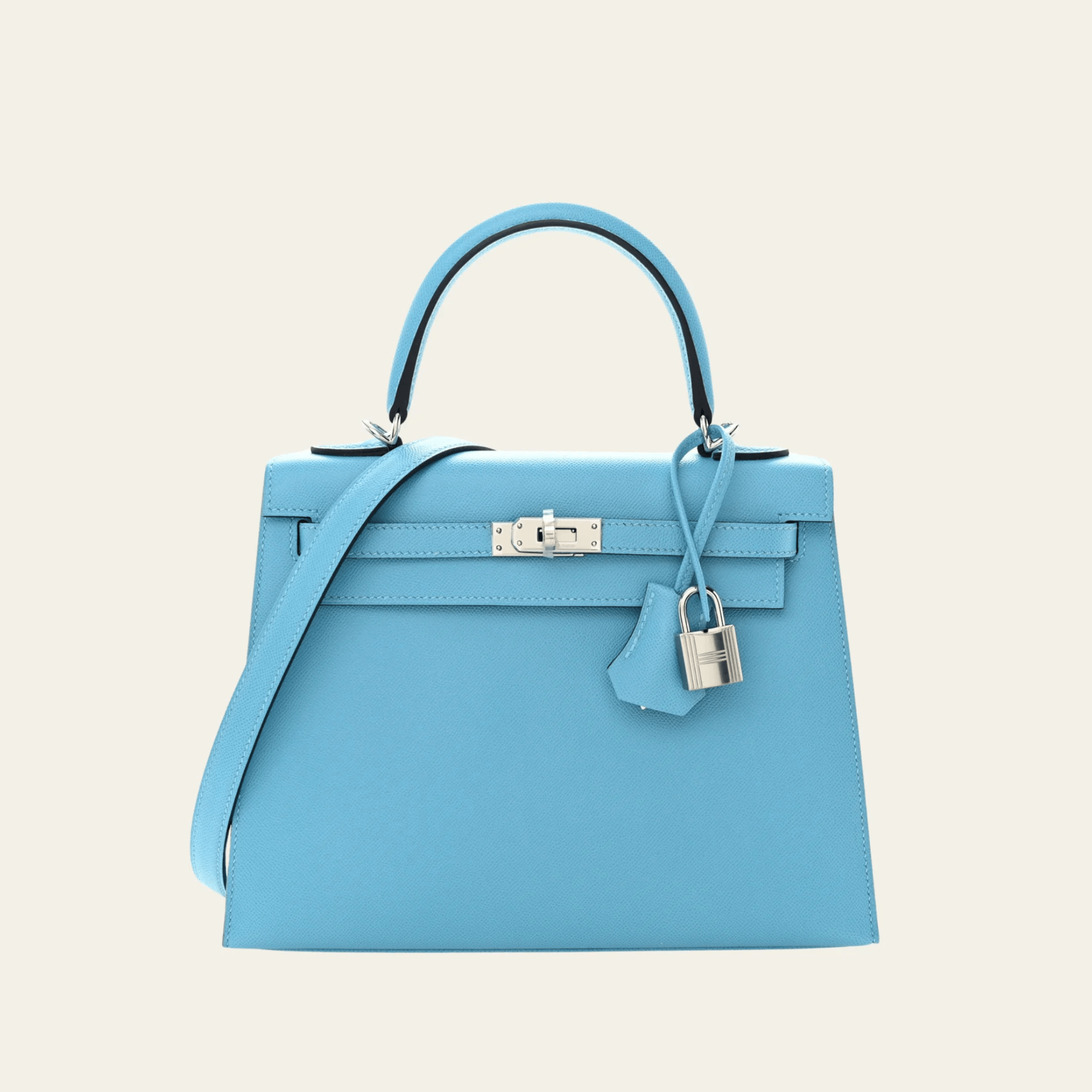 Hermès Kelly Sellier 25 Blue Du Nord Cuivre Madame Palladium