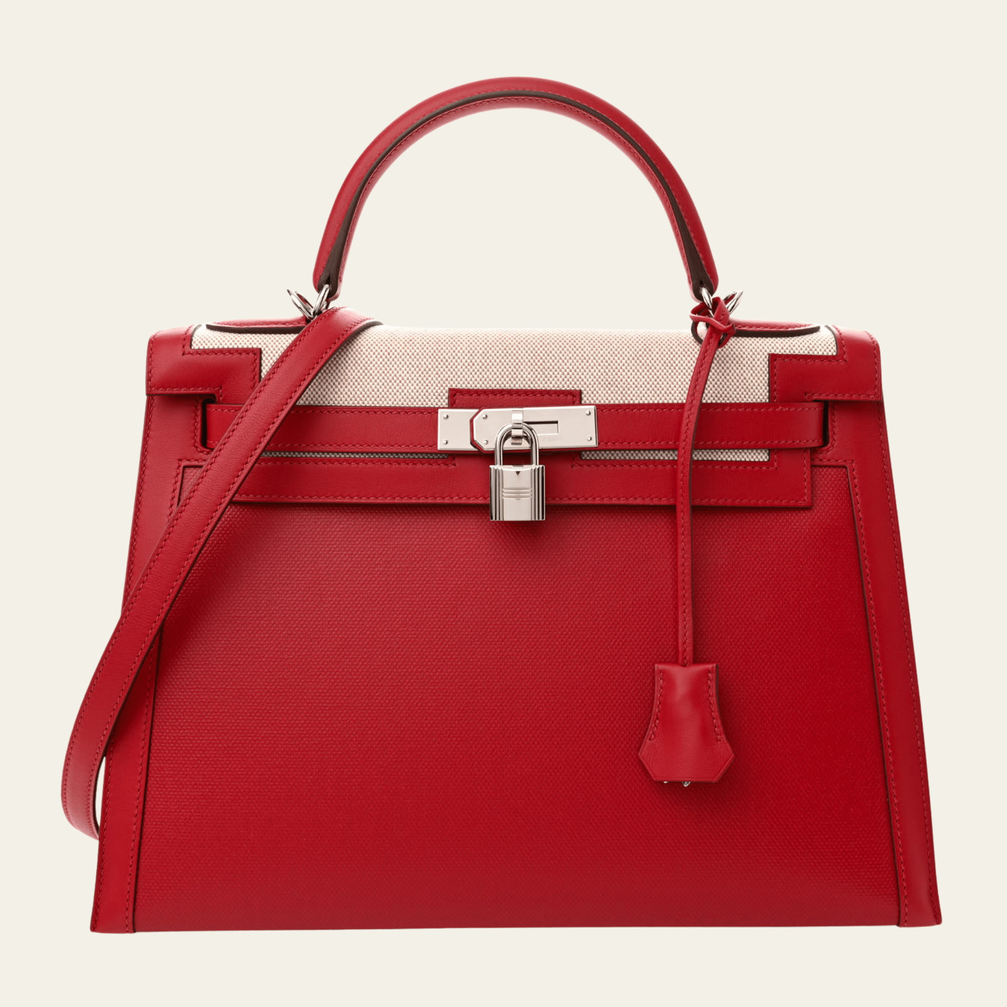 極美品 2012年HERMES べアン レッド Hermès Rouge Piment Kelly 32 – Red Kelly Sellier Swift and Toile