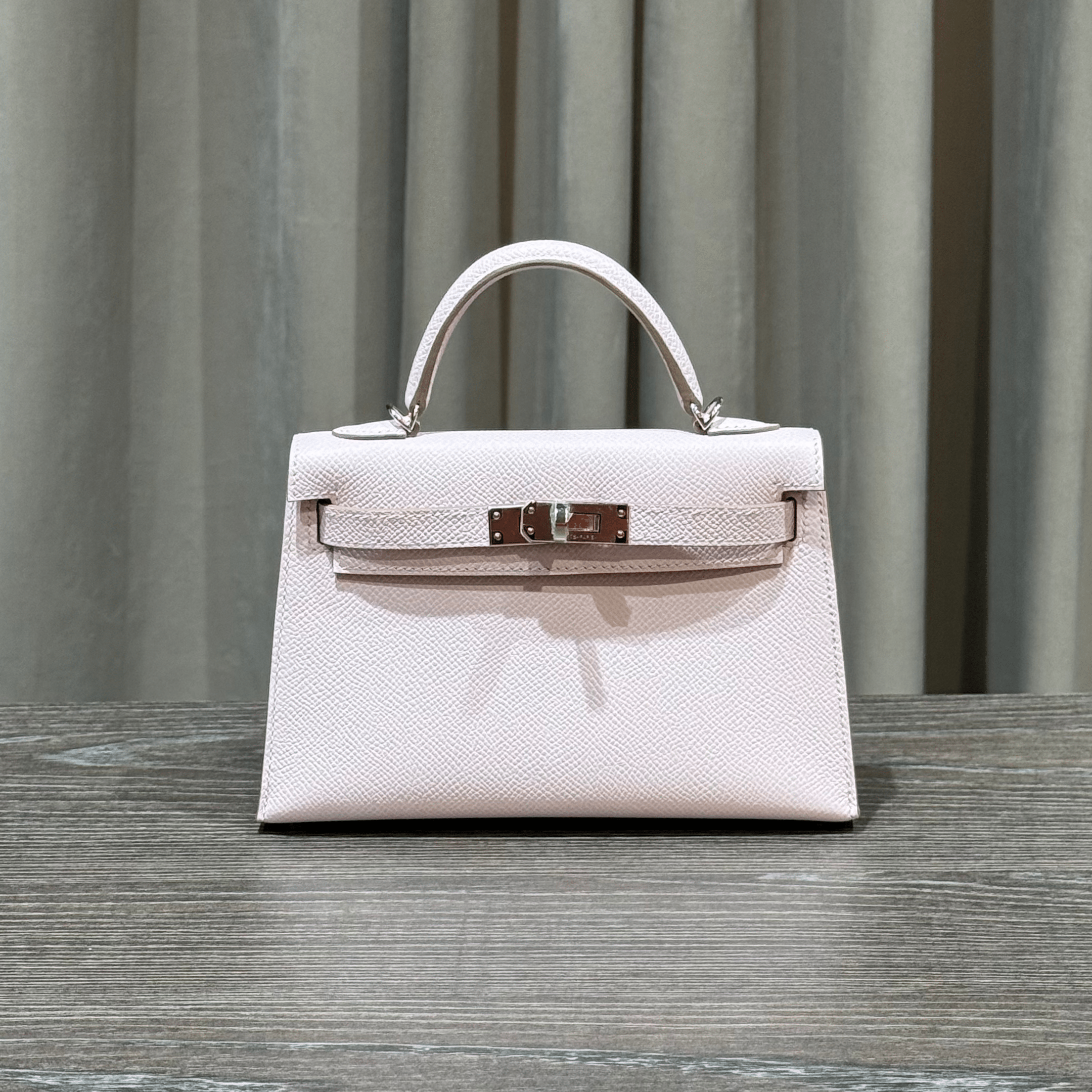 Hermès Mauve Pale Mini Kelly Sellier 20 Epsom Palladium Hardware