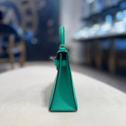 Hermès Menthe and Bleu Nuit Mini Kelly Sellier 20 Verso Chèvre Leather Palladium Hardware Hermès Special Order HSS