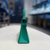 Hermès Menthe and Bleu Nuit Mini Kelly Sellier 20 Verso Chèvre Leather Palladium Hardware Hermès Special Order HSS