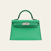 Hermès Menthe and Bleu Nuit Mini Kelly Sellier 20 Verso Chèvre Leather Palladium Hardware Hermès Special Order HSS